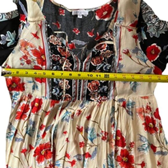 Patrons Of Peace Boho Blue Cream Floral Dress Size S - Picture 10 of 10